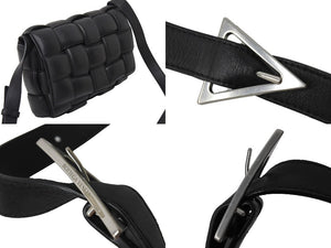 BOTTEGAVENETA ボッテガヴェネタ ショルダーバッグ パデッド カセット イントレチャート 591970 VCQR1 8425 シルバー金具 ブラック 美品 中古 67342
