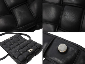 BOTTEGAVENETA ボッテガヴェネタ ショルダーバッグ パデッド カセット イントレチャート 591970 VCQR1 8425 シルバー金具 ブラック 美品 中古 67342