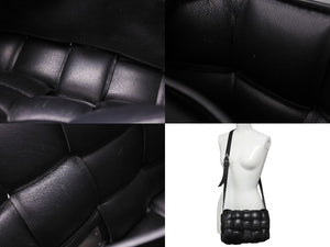 BOTTEGAVENETA ボッテガヴェネタ ショルダーバッグ パデッド カセット イントレチャート 591970 VCQR1 8425 シルバー金具 ブラック 美品 中古 67342