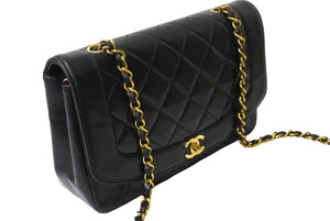 CHANEL シャネル ダイアナ25 マトラッセチェーンショルダーバッグ ココマーク 3番台 ラムスキン ブラウン ゴールド 美品 中古 67354
