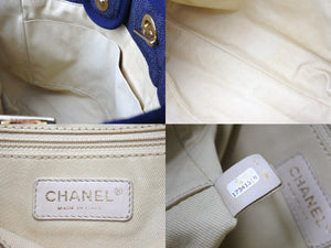 CHANEL シャネル ドーヴィルPM スモール トートバッグ A66939 チェーンショルダー 17番台 デニム ゴールド金具 ネイビー 美品 中古 67355