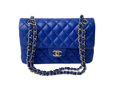 CHANEL シャネル マトラッセ 23 Wフラップ Wチェーン ショルダーバッグ 24番台 ブルー ラムスキン ココマーク ゴールド金具 美品 中古 67364