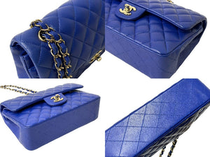 CHANEL シャネル マトラッセ 23 Wフラップ Wチェーン ショルダーバッグ 24番台 ブルー ラムスキン ココマーク ゴールド金具 美品 中古 67364
