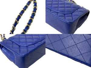 CHANEL シャネル マトラッセ 23 Wフラップ Wチェーン ショルダーバッグ 24番台 ブルー ラムスキン ココマーク ゴールド金具 美品 中古 67364