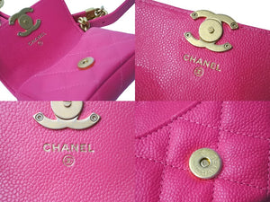 極美品 CHANEL シャネル ココマーク マトラッセ ウエストポーチ ウエストバッグ キャビアスキン 32番台 ピンク 中古 67365