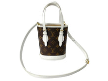 Load image into Gallery viewer, LOUIS VUITTON ルイヴィトン ナノバケット ショルダーバッグ モノグラム LVマッチ M81489 ブラウン ホワイト 美品 中古 67372
