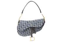Load image into Gallery viewer, 極美品 ChristianDior クリスチャンディオール ワンショルダーバッグ サドルバッグ トロッター柄 キャンバス ネイビー RU0052 中古 67376