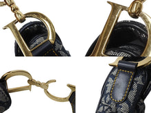 Load image into Gallery viewer, 極美品 ChristianDior クリスチャンディオール ワンショルダーバッグ サドルバッグ トロッター柄 キャンバス ネイビー RU0052 中古 67376