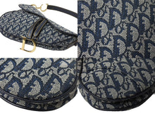 Load image into Gallery viewer, 極美品 ChristianDior クリスチャンディオール ワンショルダーバッグ サドルバッグ トロッター柄 キャンバス ネイビー RU0052 中古 67376