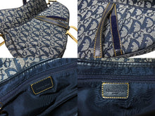 Load image into Gallery viewer, 極美品 ChristianDior クリスチャンディオール ワンショルダーバッグ サドルバッグ トロッター柄 キャンバス ネイビー RU0052 中古 67376