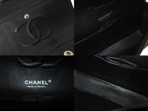 極美品 CHANEL シャネル Wフラップ 25 ショルダーバッグ キャビアスキン 13番台 マトラッセ シルバー金具 ブラック 中古 67377