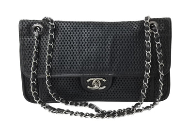 CHANEL シャネル フレンチリビエラ ショルダーバッグ A67652 パンチング 17番台 2013年 ブラック シルバー金具 美品 中古 67378