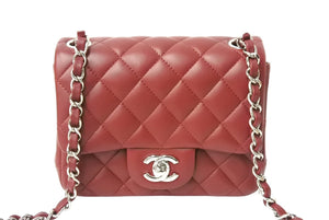 極美品 CHANEL シャネル ミニマトラッセ チェーンショルダーバッグ ダークレッド ココマーク 28番台 レザー シルバー金具 中古 67379