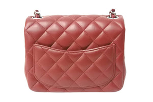 極美品 CHANEL シャネル ミニマトラッセ チェーンショルダーバッグ ダークレッド ココマーク 28番台 レザー シルバー金具 中古 67379