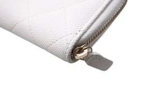 CHANEL シャネル ジップコインケース 小銭入れ AP0216 キャビアスキン ゴールド金具 ホワイト 美品 中古 67383