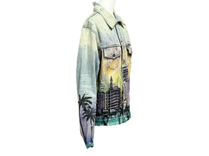 AMIRI アミリ HOLLYWOOD LOGO ハリウッド ロゴ デニムジャケット Gジャン コットン ブルー マルチカラー サイズM 美品 中古 67392