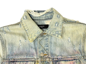 AMIRI アミリ HOLLYWOOD LOGO ハリウッド ロゴ デニムジャケット Gジャン コットン ブルー マルチカラー サイズM 美品 中古 67392