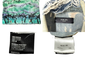 AMIRI アミリ HOLLYWOOD LOGO ハリウッド ロゴ デニムジャケット Gジャン コットン ブルー マルチカラー サイズM 美品 中古 67392