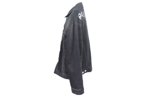 BALENCIAGA バレンシアガ デニムジャケット ロゴ ラインストーン 571449 TEW05 イタリア製 コットン ブラック サイズ34 美品 中古 67393