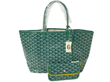 Load image into Gallery viewer, 新品未使用 GOYARD ゴヤール サンルイPM トートバッグ STLOUIPMLTY09CL09P PVC レザー ヘリンボーン グリーン 中古 67396