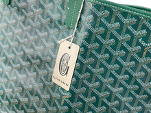 Load image into Gallery viewer, 新品未使用 GOYARD ゴヤール サンルイPM トートバッグ STLOUIPMLTY09CL09P PVC レザー ヘリンボーン グリーン 中古 67396