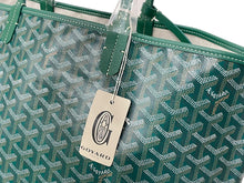 Load image into Gallery viewer, 新品未使用 GOYARD ゴヤール サンルイPM トートバッグ STLOUIPMLTY09CL09P PVC レザー ヘリンボーン グリーン 中古 67397