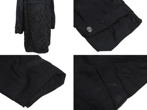 新品同様 CHROME HEARTS クロムハーツ U PUDDLES フルパッジ ダガージップ ナイロンモッズコート クロスボール ブラック サイズM 中古 4c073999