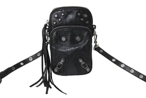 極美品 BALENCIAGA バレンシアガ ルカゴール ショルダーバッグ メンズバッグ 742015 ブラック シルバー金具 中古 67401