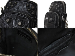 極美品 BALENCIAGA バレンシアガ ルカゴール ショルダーバッグ メンズバッグ 742015 ブラック シルバー金具 中古 67401