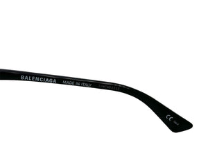 極美品 BALENCIAGA バレンシアガ サングラス サイズ56□19-140 キャットアイ BB0101S ブラック アセテート 中古 67403