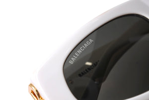 BALENCIAGA バレンシアガ DYNASTY サングラス サイズ53□19-135 XL ホワイト ゴールド BBロゴ BB0095S 美品 中古 67404