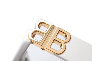 BALENCIAGA バレンシアガ DYNASTY サングラス サイズ53□19-135 XL ホワイト ゴールド BBロゴ BB0095S 美品 中古 67404