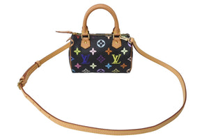極美品 LOUIS VUITTON ルイ ヴィトン 村上隆 ミニ スピーディ ハンドバッグ モノグラム ノワール M92644 マルチカラー 中古 67413