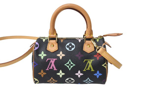 極美品 LOUIS VUITTON ルイ ヴィトン 村上隆 ミニ スピーディ ハンドバッグ モノグラム ノワール M92644 マルチカラー 中古 67413