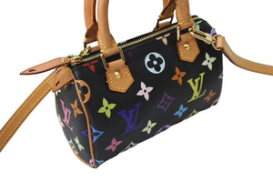 極美品 LOUIS VUITTON ルイ ヴィトン 村上隆 ミニ スピーディ ハンドバッグ モノグラム ノワール M92644 マルチカラー 中古 67413
