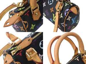 極美品 LOUIS VUITTON ルイ ヴィトン 村上隆 ミニ スピーディ ハンドバッグ モノグラム ノワール M92644 マルチカラー 中古 67413