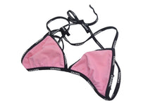 Load image into Gallery viewer, CHANEL シャネル スイムウェア 水着 ビキニ 36 ピンク×ブラック ナイロン×スパンデックス ロゴ 中古 4c067413