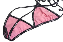 Load image into Gallery viewer, CHANEL シャネル スイムウェア 水着 ビキニ 36 ピンク×ブラック ナイロン×スパンデックス ロゴ 中古 4c067413