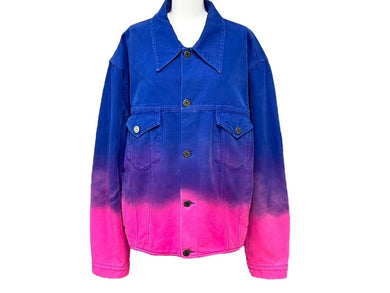 極美品 LouisVuitton ルイヴィトン 2022SS クロップドグラディエントデニムジャケット ブルー ピンク サイズ54 中古 67422
