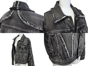 THUGCLUB サグクラブ Tribal Denim Jacket トライバルデニムジャケット コットン グレー シルバー金具 サイズ1 美品 中古 67425