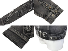 Load image into Gallery viewer, THUGCLUB サグクラブ Tribal Denim Jacket トライバルデニムジャケット コットン グレー シルバー金具 サイズ1 美品 中古 67425