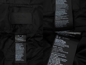 PRADA プラダ パファーダウンジャケット Re ナイロン トライアングルロゴ SGN955 S 191 1WQ9 ブラック 44 フード欠品 美品 中古 67428 