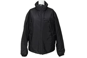 PRADA プラダ パファーダウンジャケット Re ナイロン トライアングルロゴ SGN955 S 191 1WQ9 ブラック 44 フード欠品 美品 中古 67428 