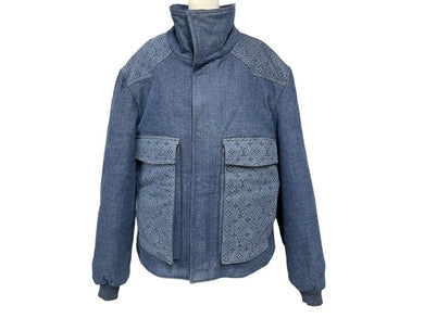 LOUISVUITTON ルイヴィトン モノグラム パデッド パファー デニムジャケット インディゴ ブルー 23SS サイズ52 美品 中古 67429