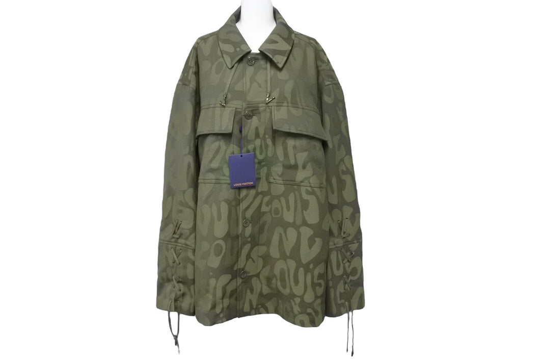 新品未使用 LOUIS VUITTON ルイヴィトン レース ウール オーバーシャツ ミリタリー ジャケット サイズ50 RM231M S70 HOB02E グリーン 中古 67431
