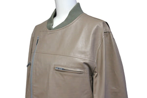 UNDERCOVER アンダーカバー ジップアップ ライダースジャケット ブルゾン リブトリム UC2B4212 ベージュ 3 美品 中古 67433 