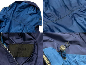PRADA プラダ ジャケット リバーシブル SGH058 トライアングルロゴ ナイロン サイズ50 シルバー金具 パープル ブルー 美品 中古 67435 