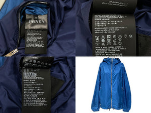 PRADA プラダ ジャケット リバーシブル SGH058 トライアングルロゴ ナイロン サイズ50 シルバー金具 パープル ブルー 美品 中古 67435 