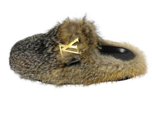画像をギャラリービューアに読み込む, 極美品 LOUISVUITTON ルイヴィトン LVイージー ライン ミュール ファーサンダル FD 0231 本革 ファー グレー ゴールド 8 中古 67448