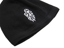Load image into Gallery viewer, CHROME HEARTS クロムハーツ サーマルニット帽 ビーニー ダガーロゴ コットン ブラック ホワイト 美品 中古 67453